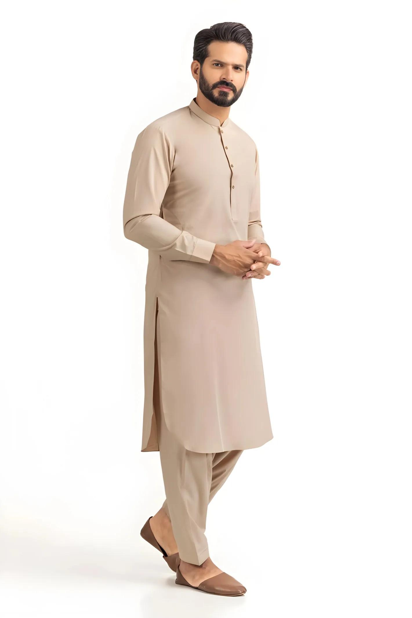 Gul Ahmed Light Beige Ambassador Wash & Wear Unstitched Fabric