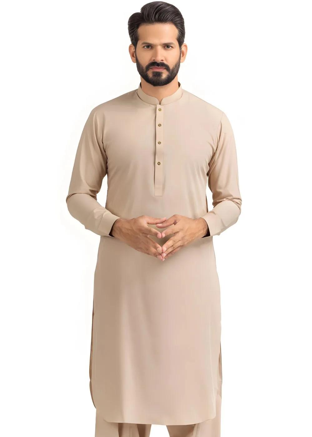 Gul Ahmed Light Beige Ambassador Wash & Wear Unstitched Fabric