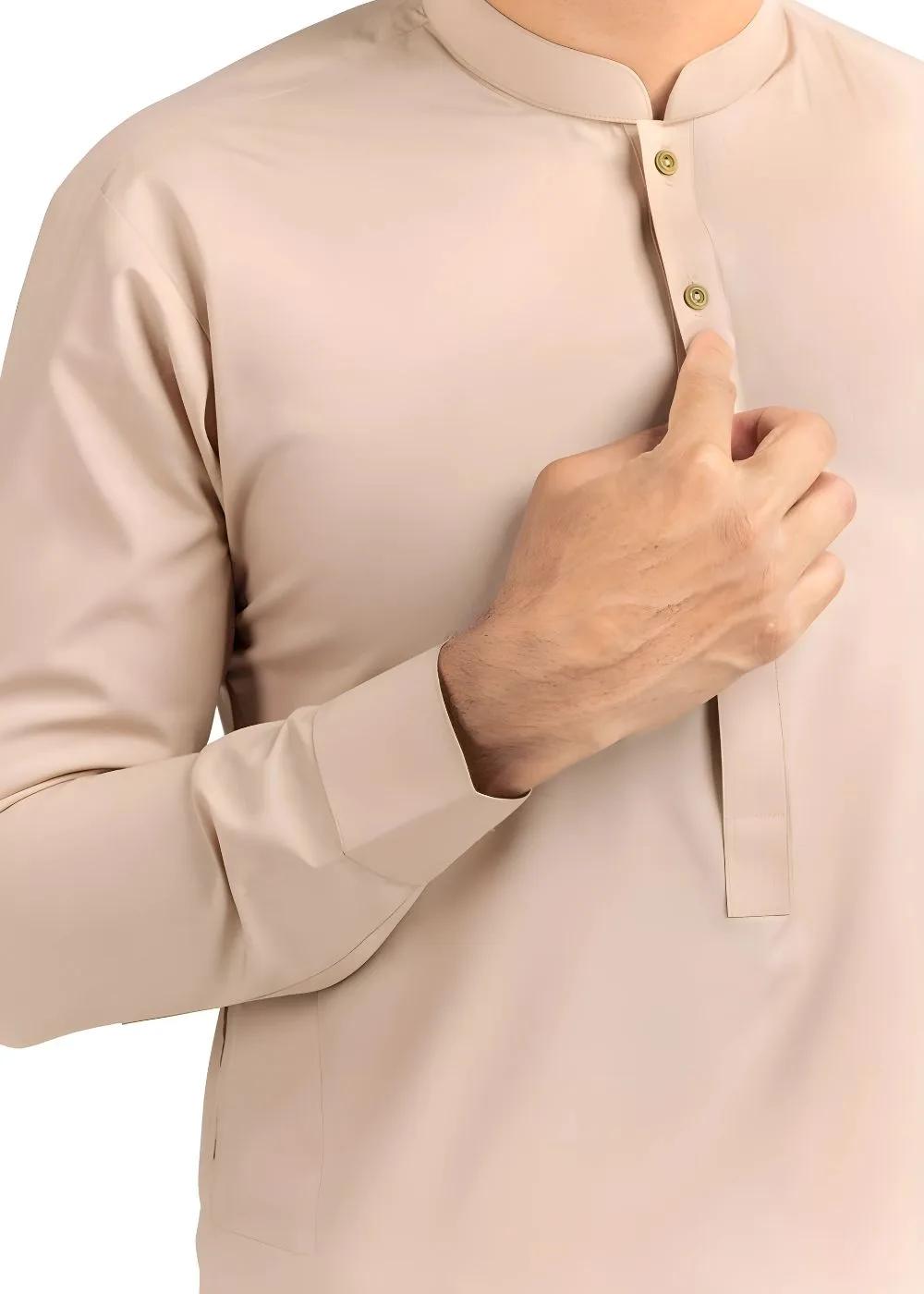 Gul Ahmed Light Beige Ambassador Wash & Wear Unstitched Fabric