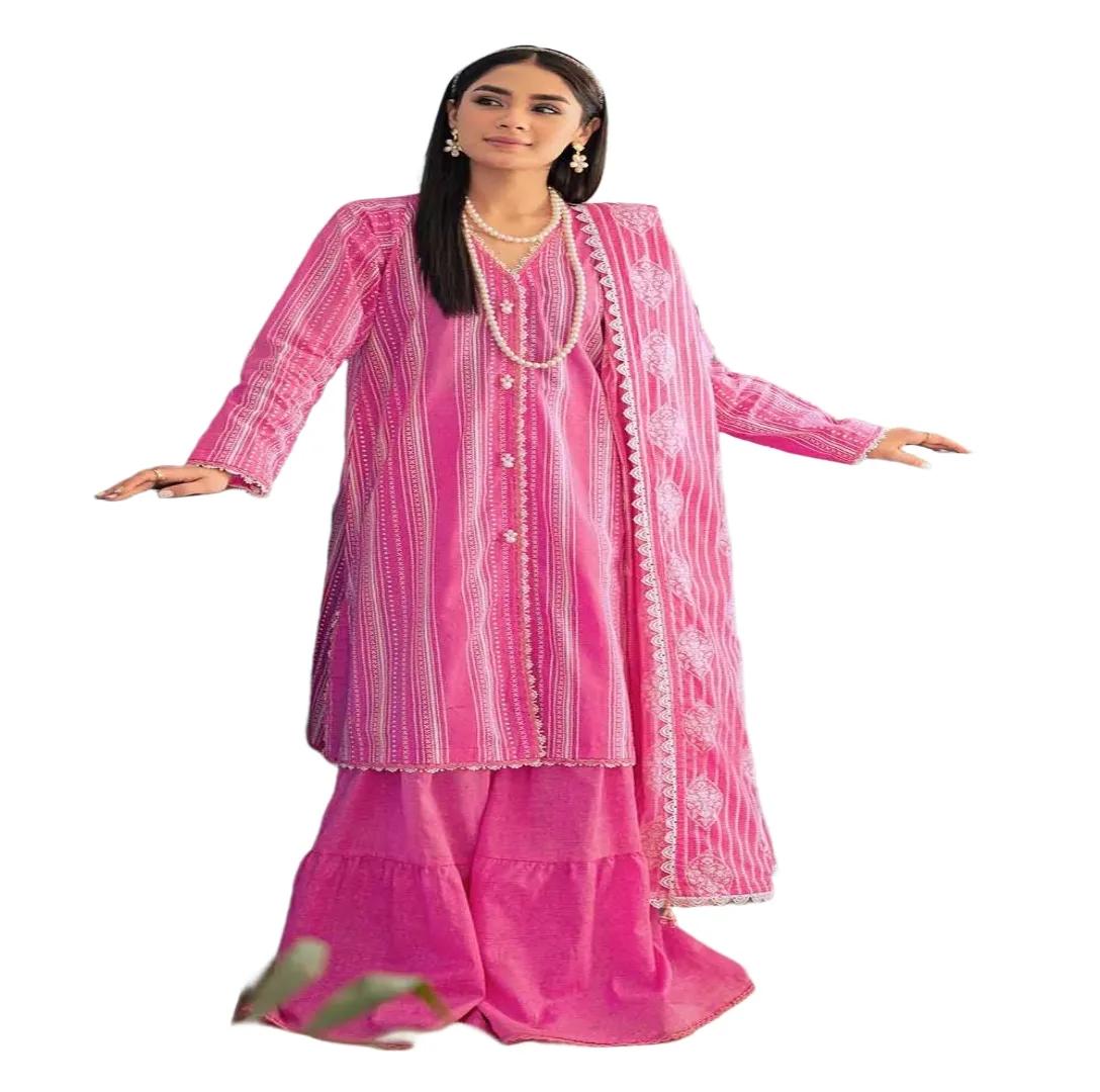 Gul Ahmed Print Lawn Unstitched Suit with Crochet Lace CL-32411 - Elevate Your Style with Timeless Elegance
