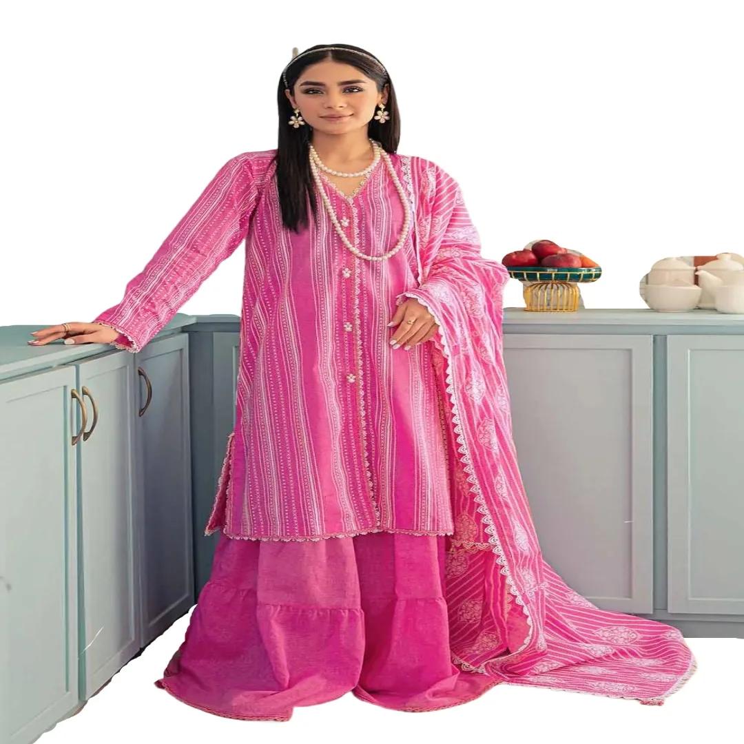 Gul Ahmed Print Lawn Unstitched Suit with Crochet Lace CL-32411 - Elevate Your Style with Timeless Elegance