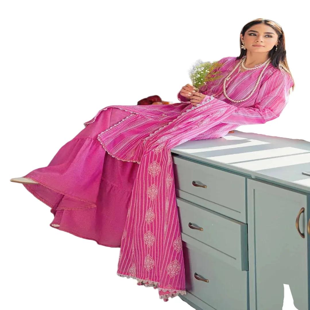 Gul Ahmed Print Lawn Unstitched Suit with Crochet Lace CL-32411 - Elevate Your Style with Timeless Elegance