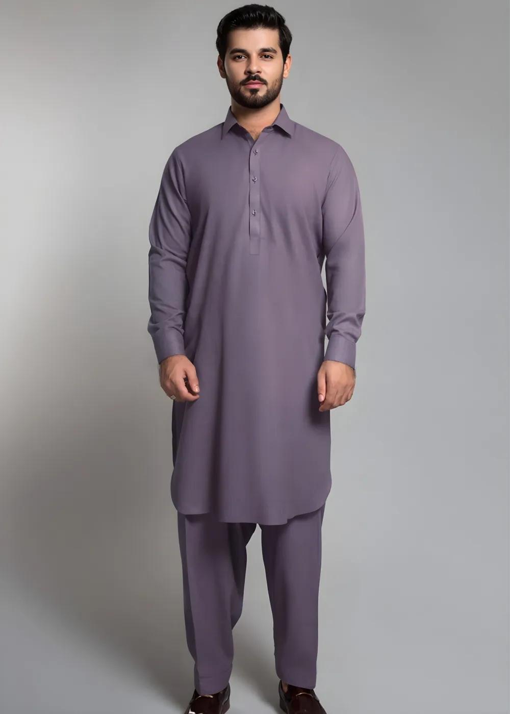 Gul Ahmed Purple Wash & Wear Unstitched Fabric Vision Opera-PS Suit