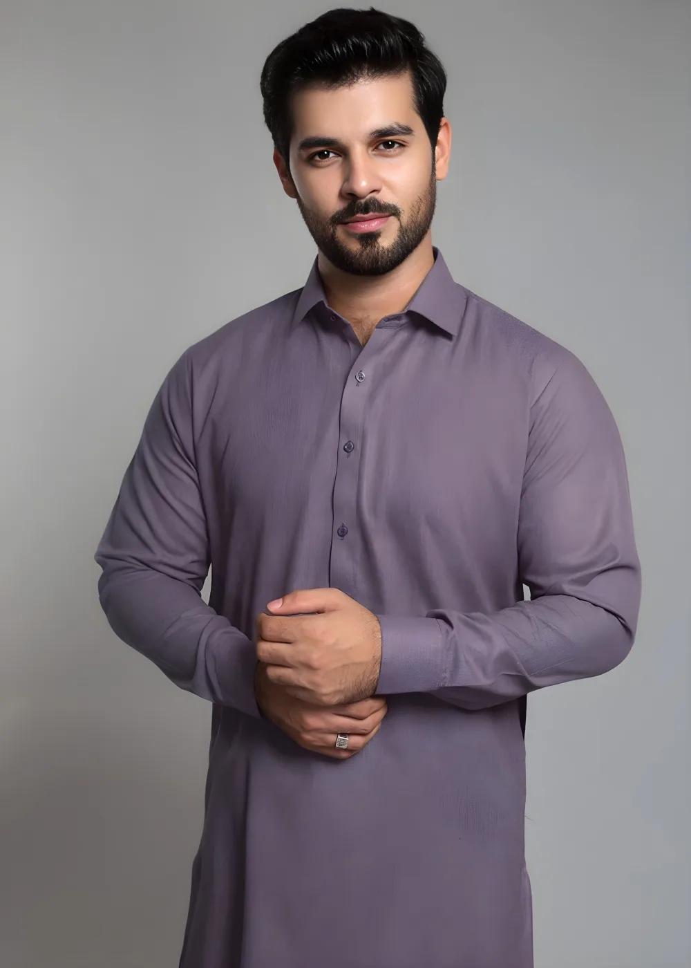 Gul Ahmed Purple Wash & Wear Unstitched Fabric Vision Opera-PS Suit