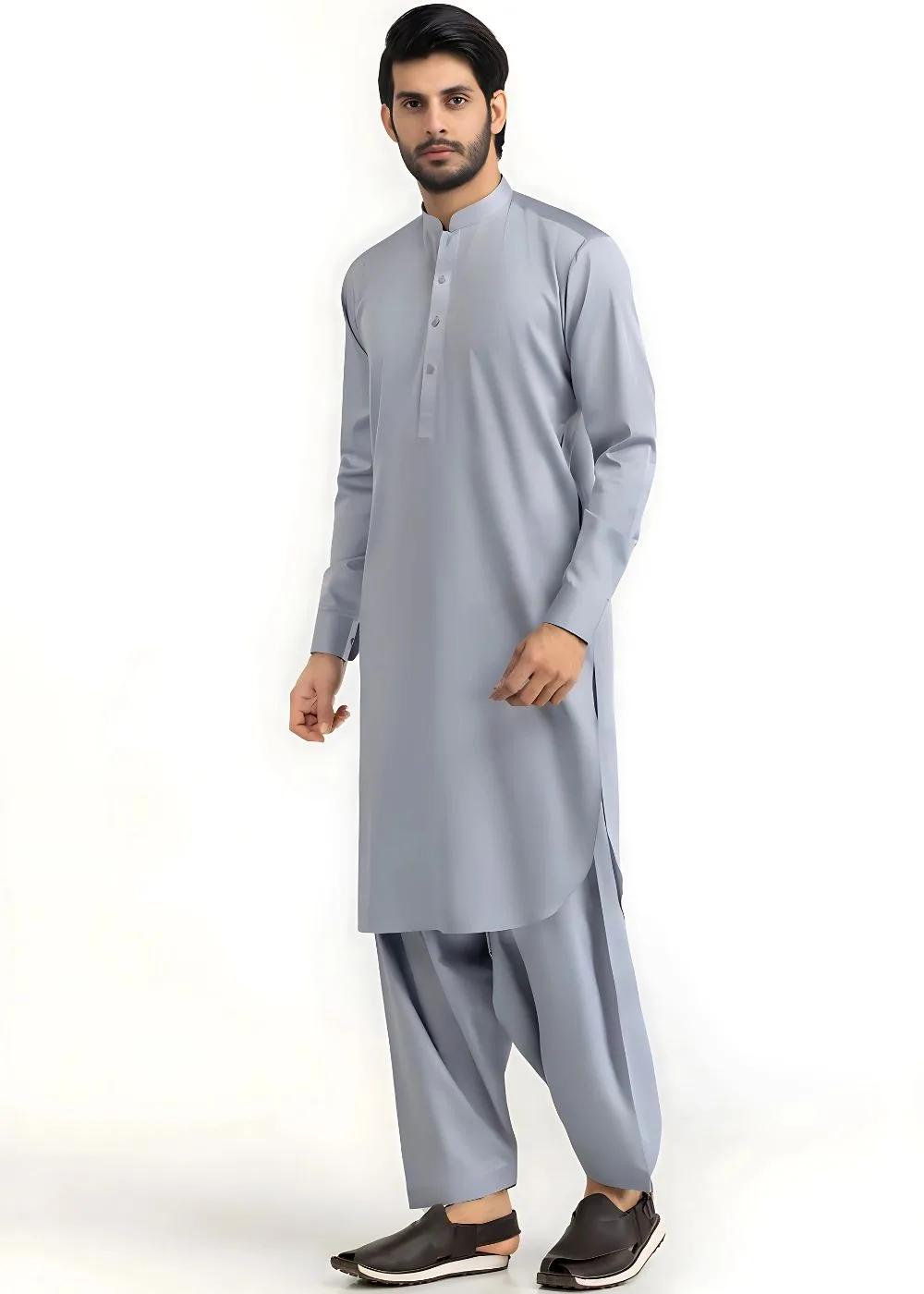Gul Ahmed Silver Grey Ambassador Wash & Wear Unstitched Fabric