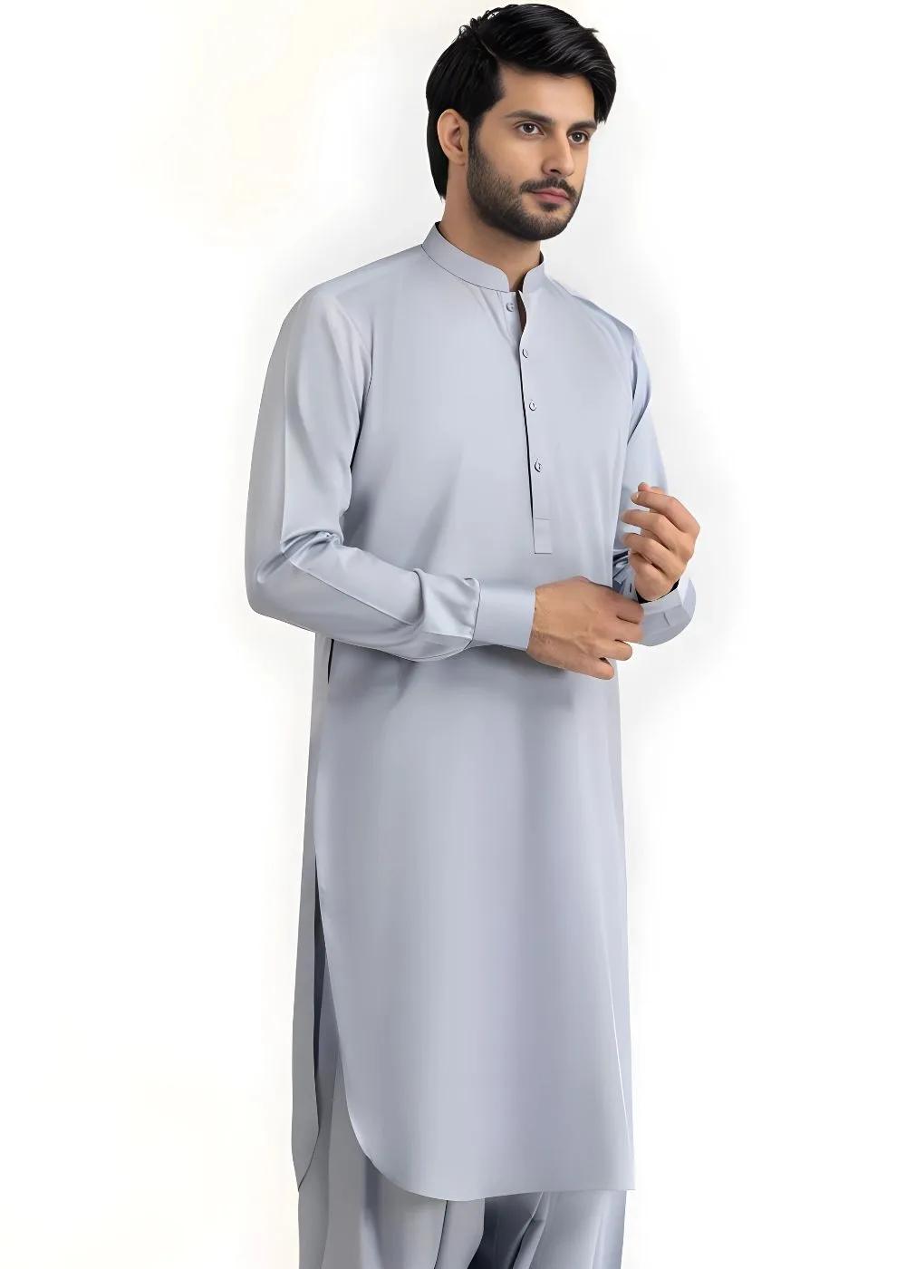 Gul Ahmed Silver Grey Ambassador Wash & Wear Unstitched Fabric