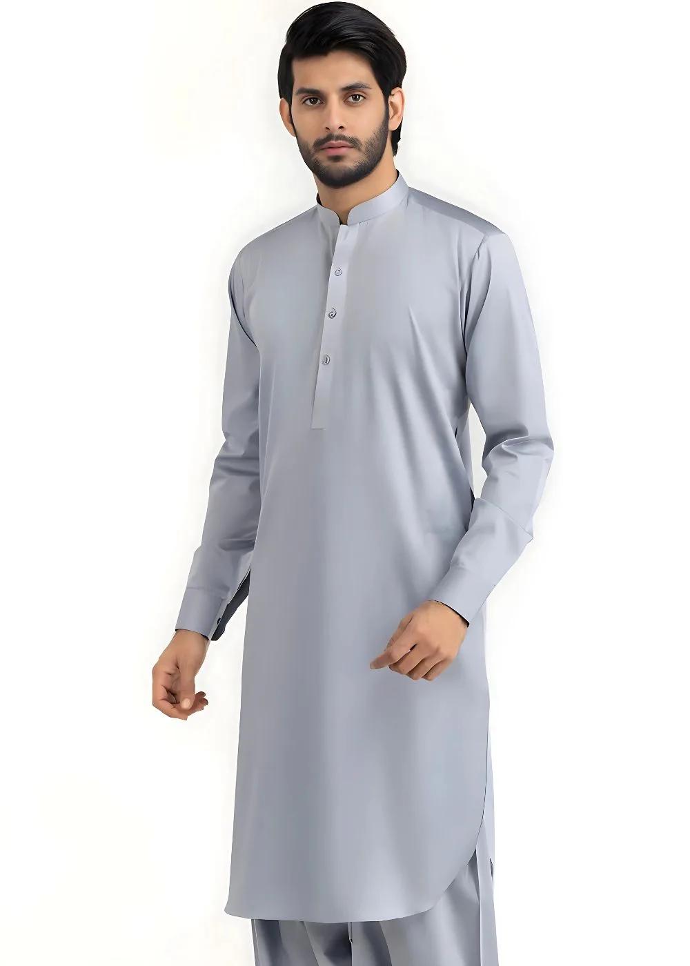 Gul Ahmed Silver Grey Ambassador Wash & Wear Unstitched Fabric