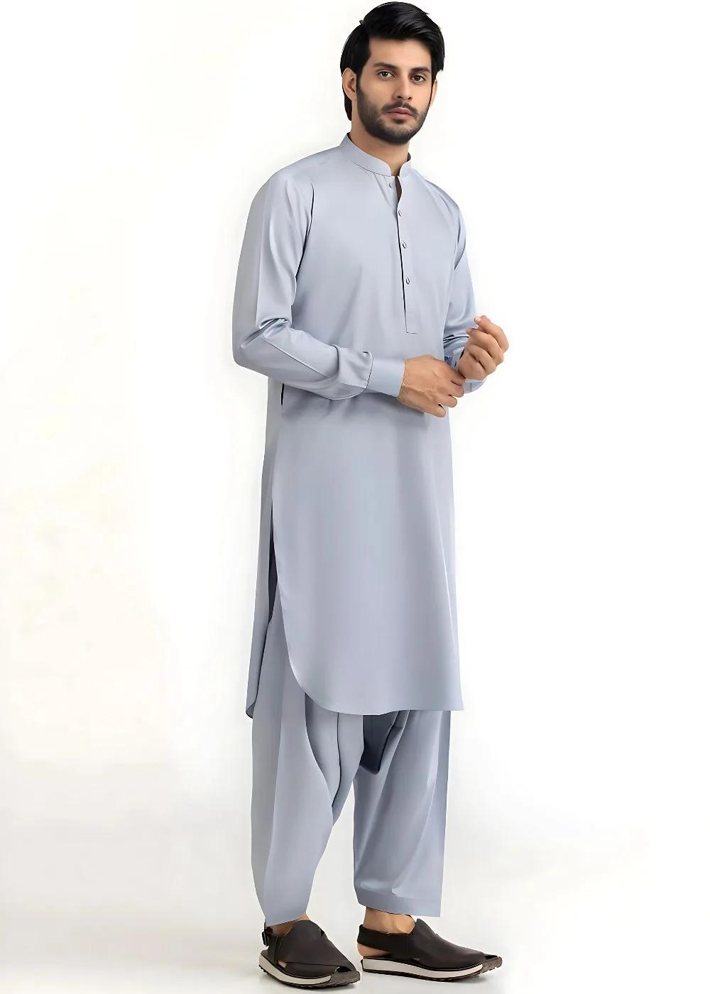 Gul Ahmed Silver Grey Ambassador Wash & Wear Unstitched Fabric