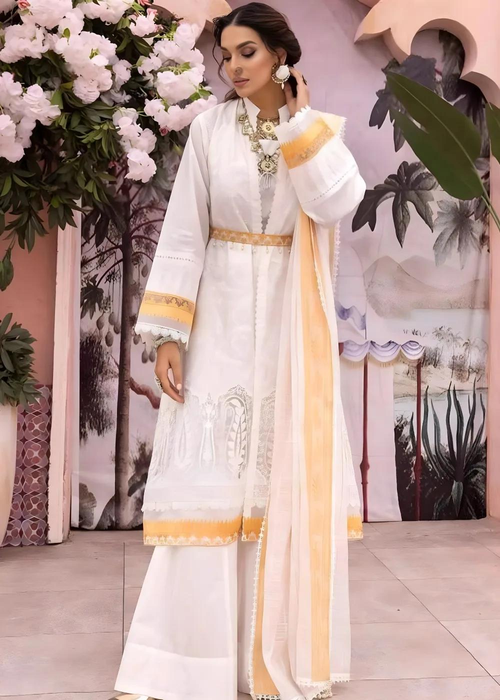 Gul Ahmed Suits for Women Embroidered Lawn 3-Piece Unstitched with Sequins Dupatta FE-32075