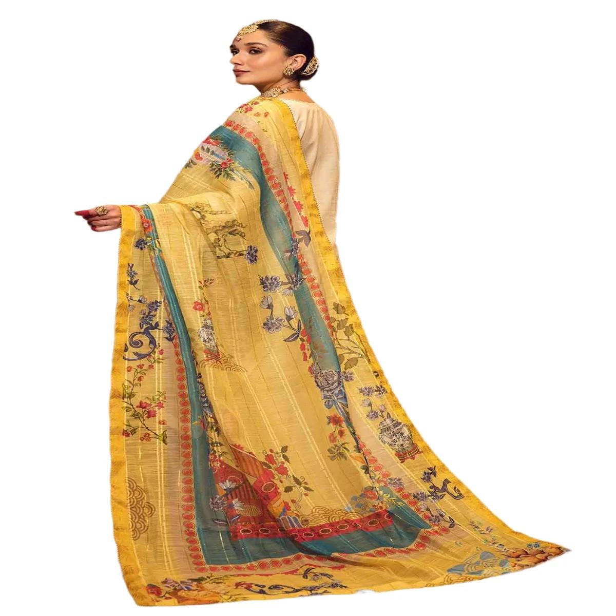 Gul Ahmed Suits for Women Embroidered Lawn 3-Piece Unstitched with Printed Jacquard Dupatta FE-32043