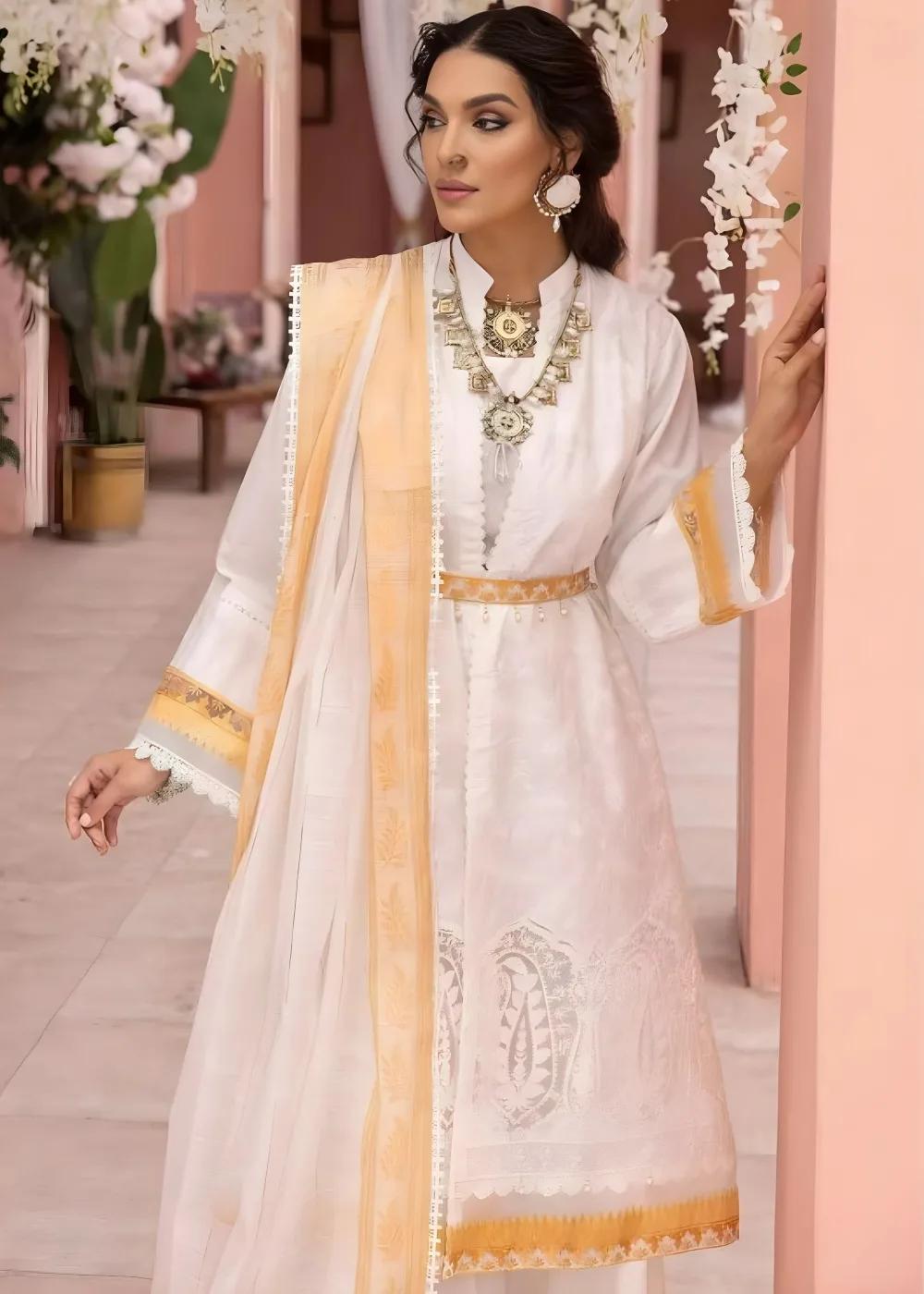 Gul Ahmed Suits for Women Embroidered Lawn 3-Piece Unstitched with Sequins Dupatta FE-32075