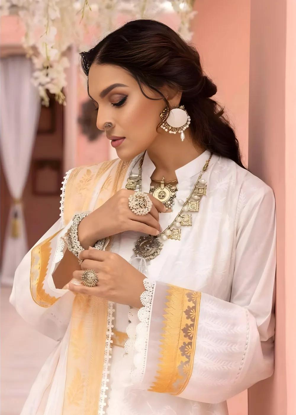 Gul Ahmed Suits for Women Embroidered Lawn 3-Piece Unstitched with Sequins Dupatta FE-32075
