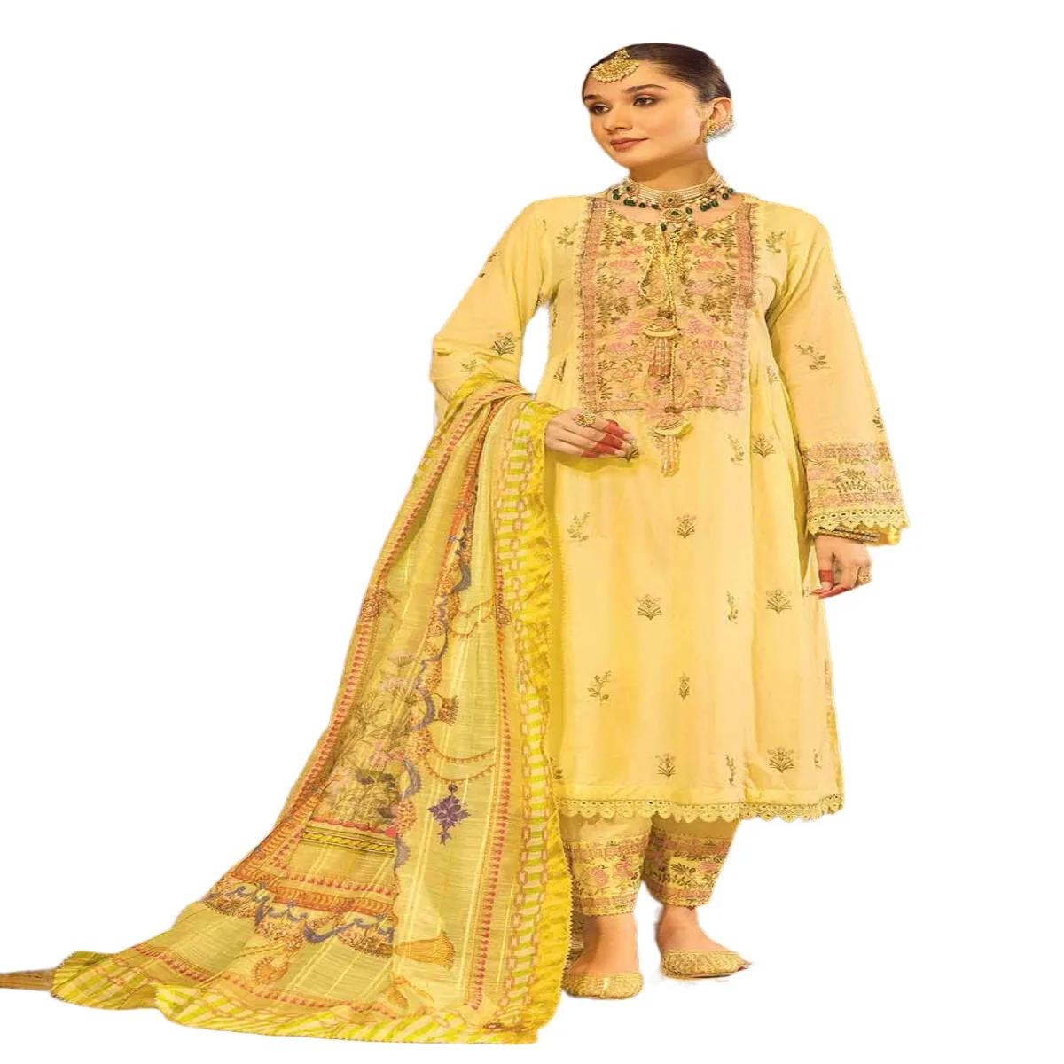Gul Ahmed Suits for Women Embroidered Lawn Unstitched Suit with Embroidered Organza Dupatta FE-32041