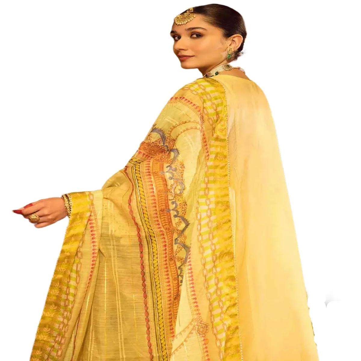 Gul Ahmed Suits for Women Embroidered Lawn Unstitched Suit with Embroidered Organza Dupatta FE-32041