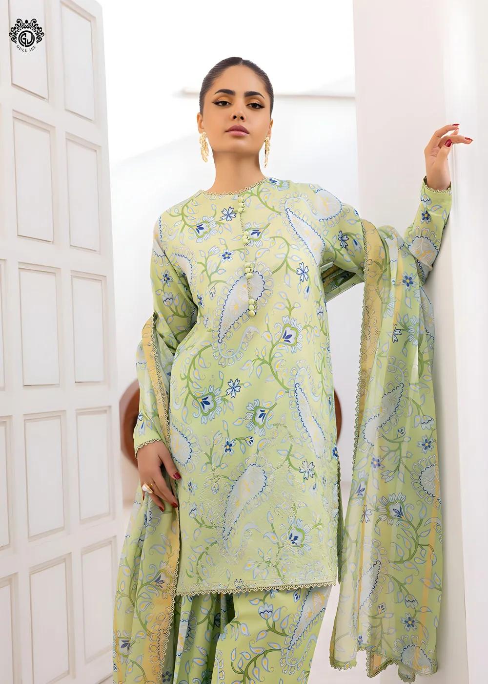 Gulljee 3-Piece Luxurious Digital Printed Embroidered Unstitched Lawn Suit