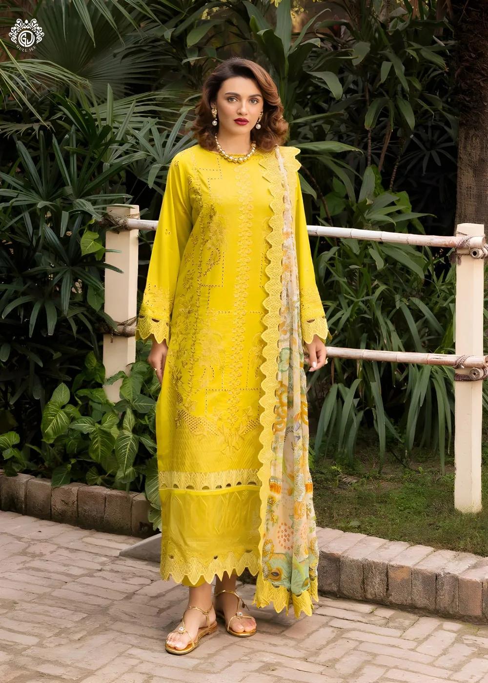 Gulljee 3-Piece Unstitched Exclusive Luxury Lawn Boring Embroidered Suit
