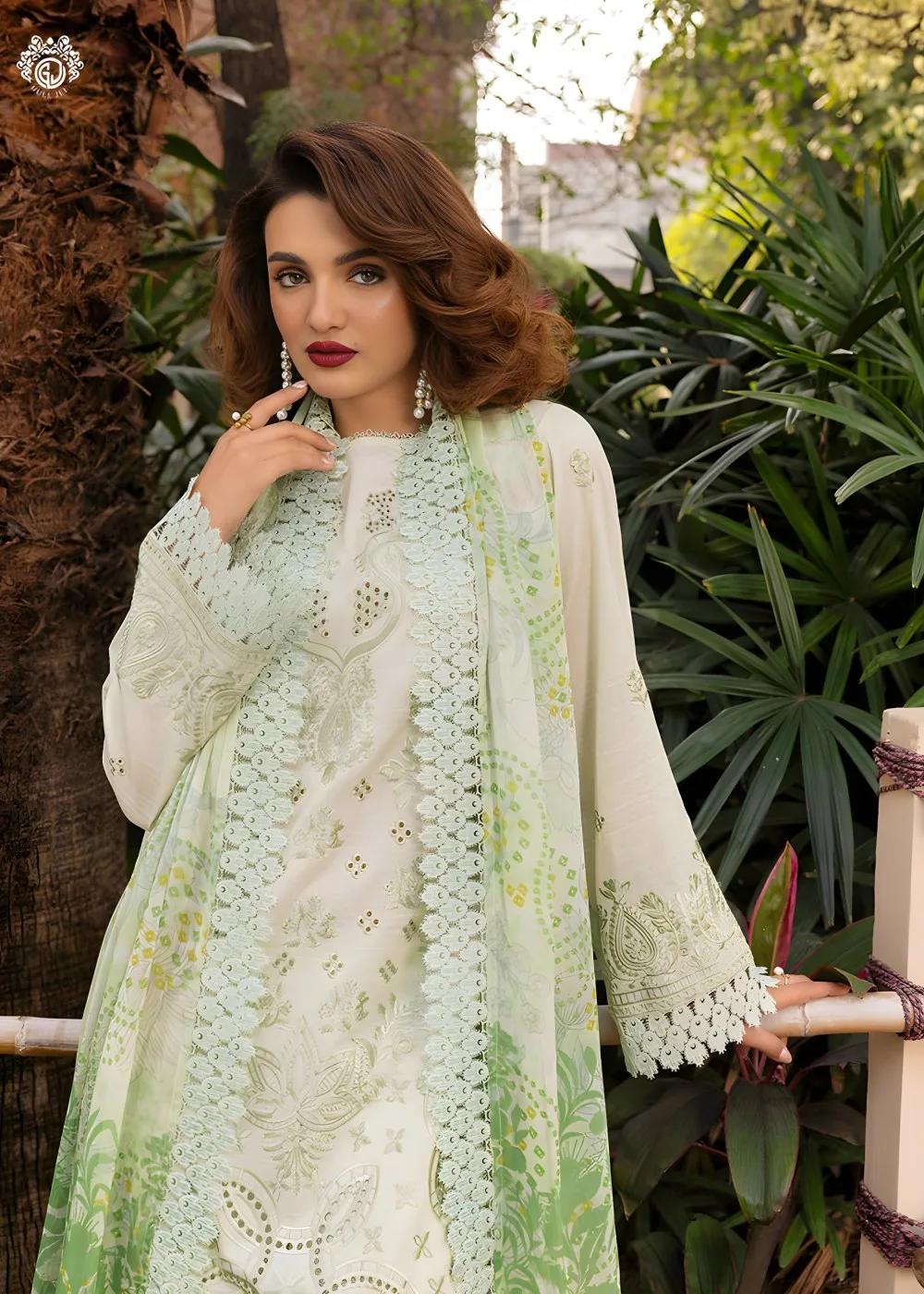 Gulljee 3-Piece Unstitched Exclusive Luxury Lawn Boring Embroidered Suit
