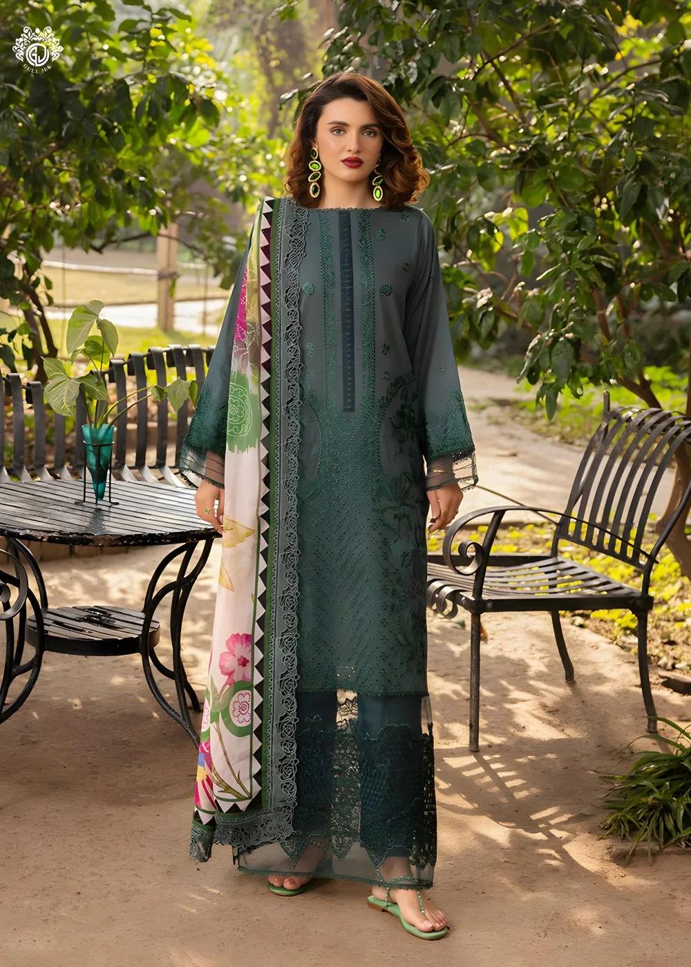 Gulljee 3-Piece Unstitched Exclusive Luxury Lawn Boring Embroidered Suit