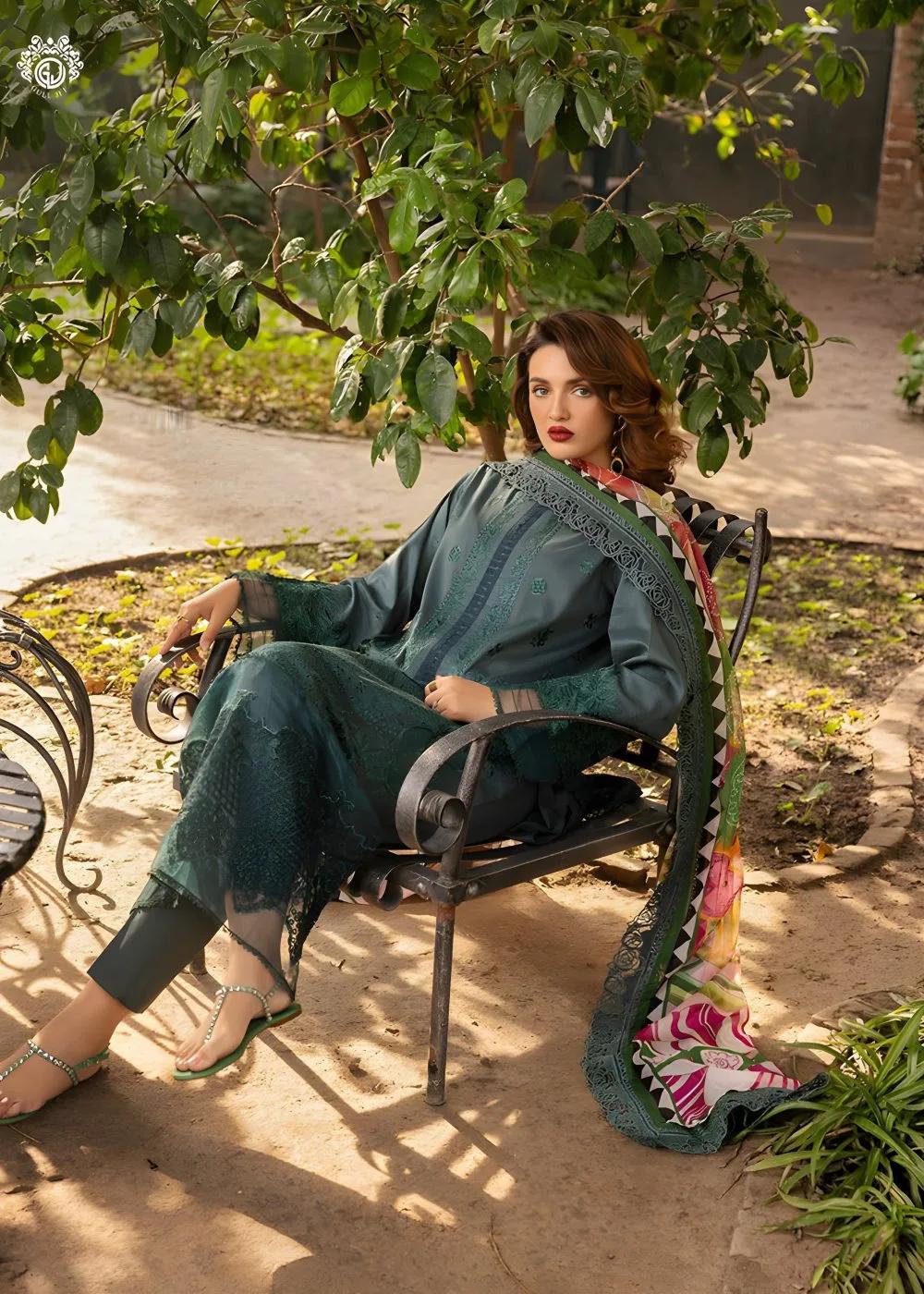 Gulljee 3-Piece Unstitched Exclusive Luxury Lawn Boring Embroidered Suit