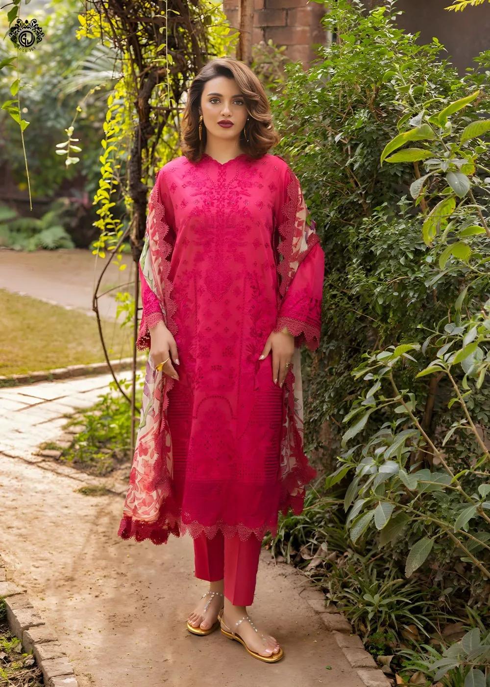 Gulljee 3-Piece Unstitched Exclusive Luxury Lawn Boring Embroidered Suit