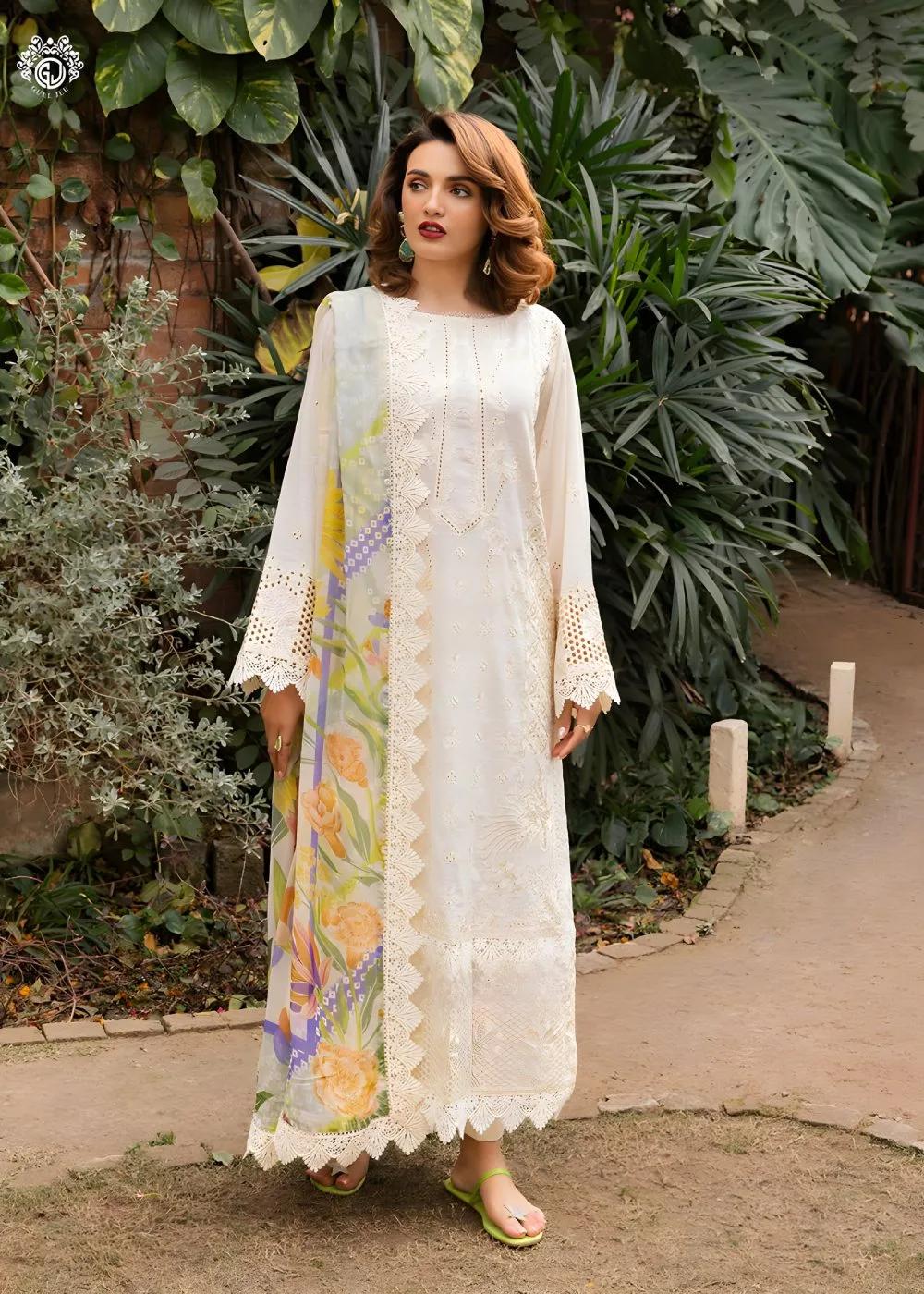 Gulljee 3-Piece Unstitched Exclusive Luxury Lawn Boring Embroidered Suit