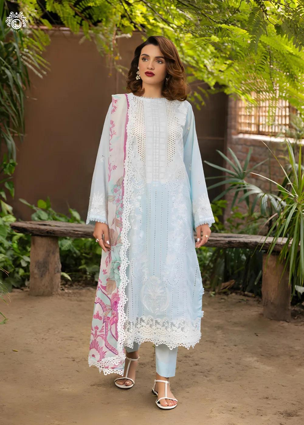 Gulljee 3-Piece Unstitched Exclusive Luxury Lawn Boring Embroidered Suit