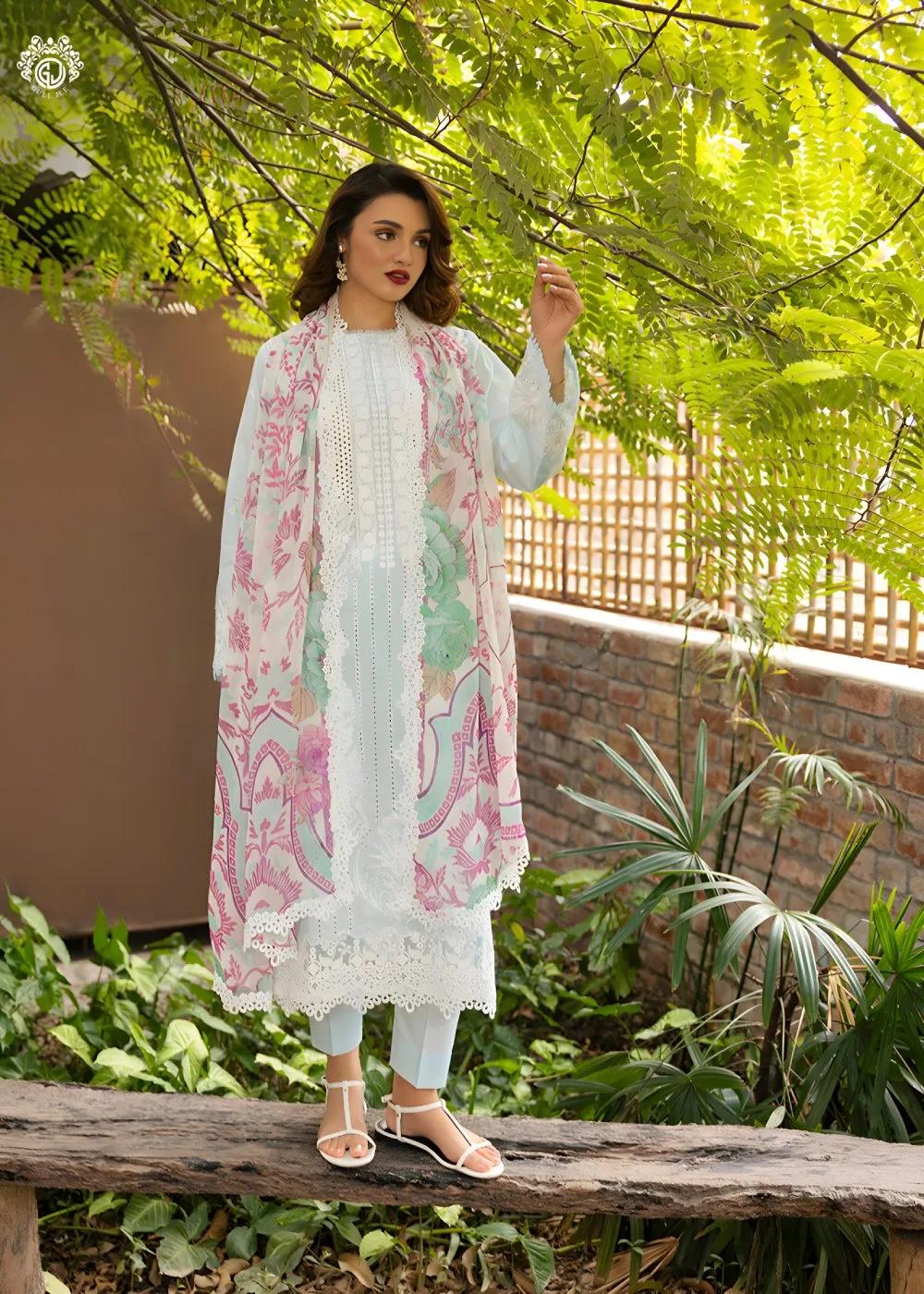 Gulljee 3-Piece Unstitched Exclusive Luxury Lawn Boring Embroidered Suit