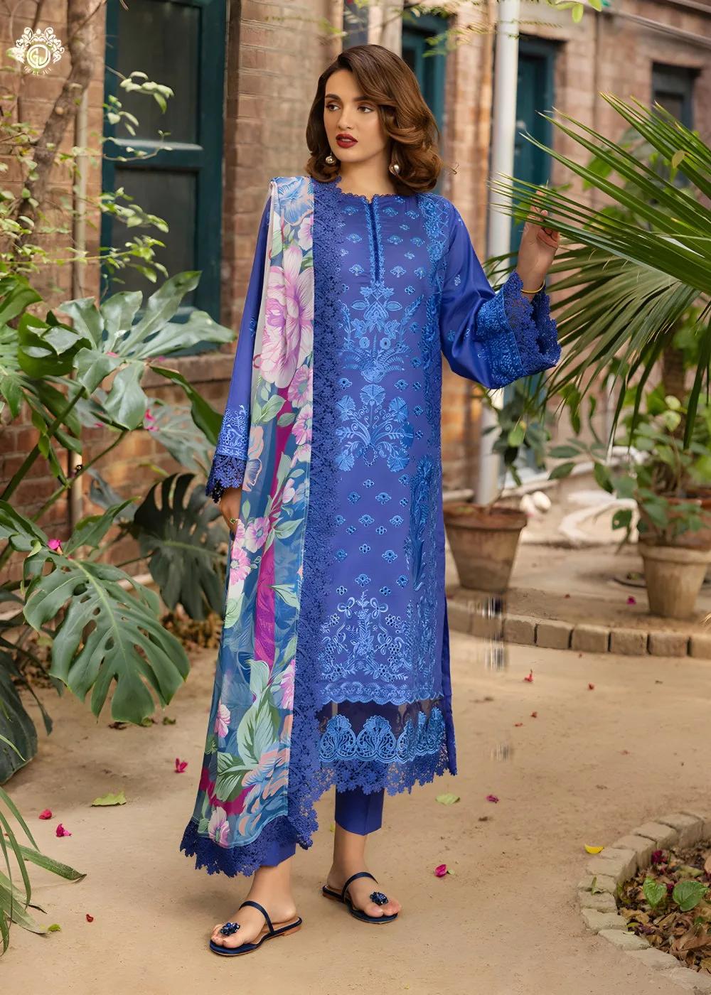 Gulljee 3-Piece Unstitched Exclusive Luxury Lawn Boring Embroidered Suit