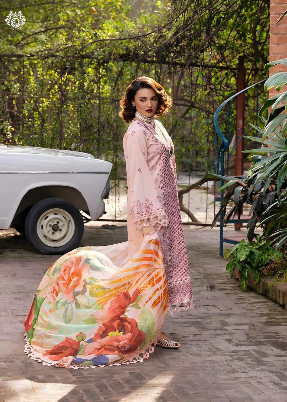 Gulljee 3-Piece Unstitched Exclusive Luxury Lawn Boring Embroidered Suit
