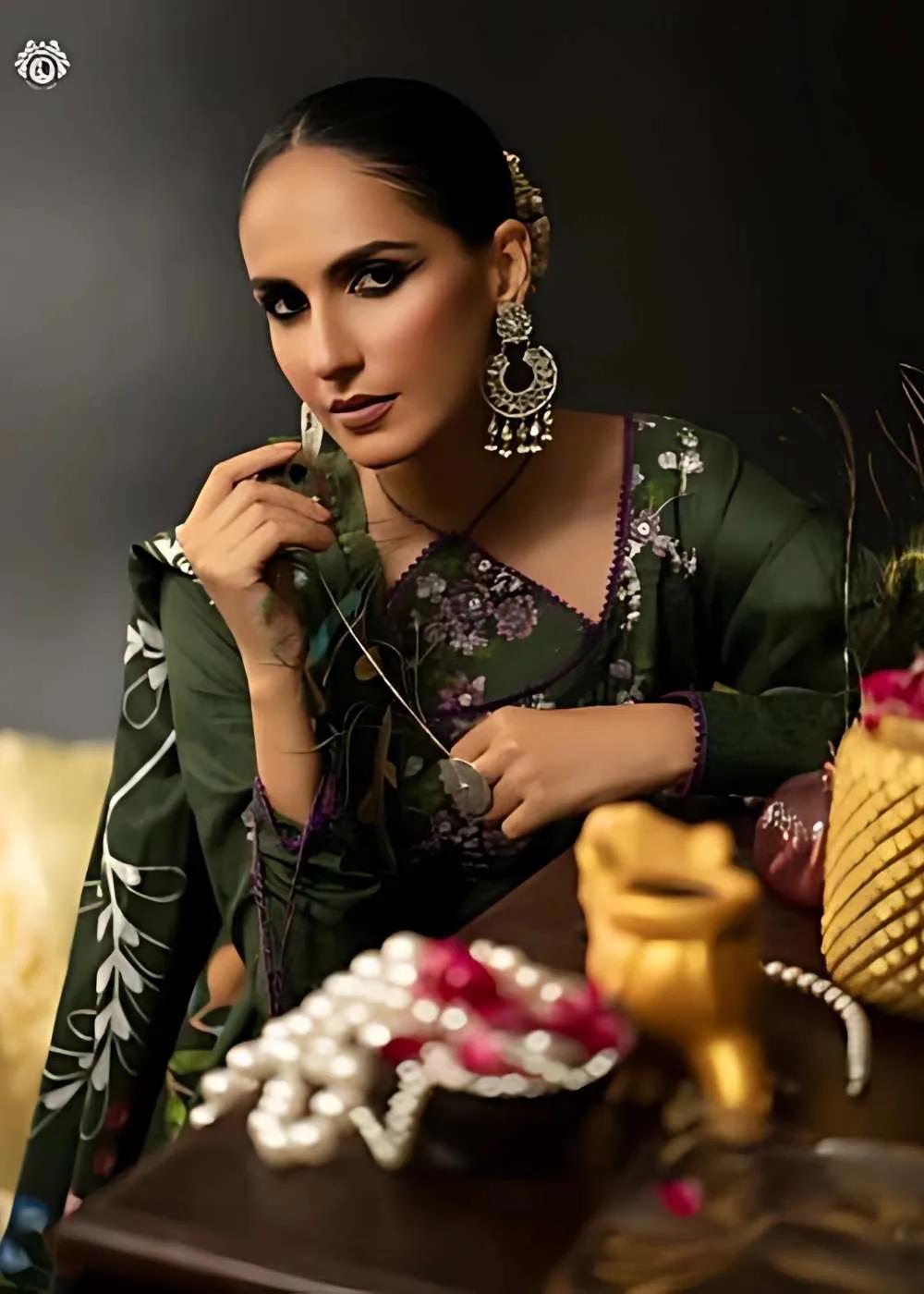 Gulljee 3-Piece Unstitched Luxury Leather Linen Self Jacquard Boring Heavy Embroidered Suit