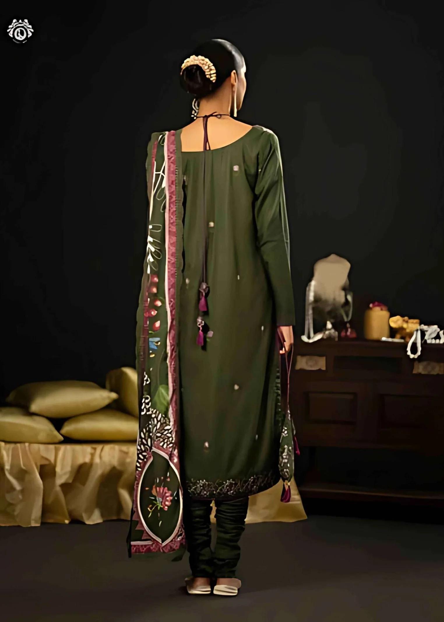 Gulljee 3-Piece Unstitched Luxury Leather Linen Self Jacquard Boring Heavy Embroidered Suit