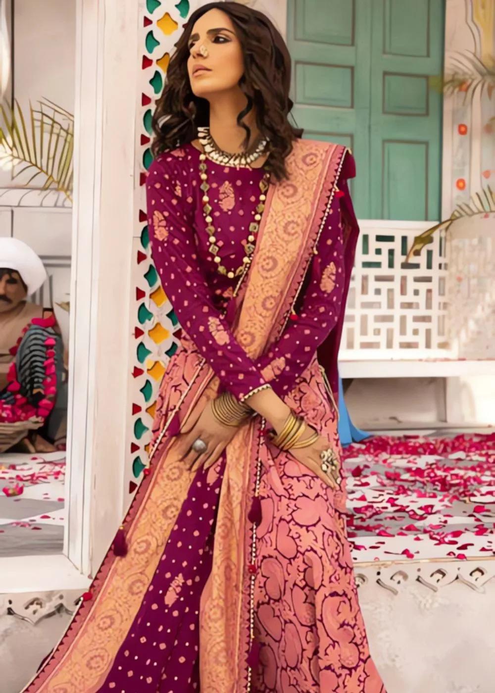 Premium Gul Ahmed Print UAE Glitter Printed Lawn 3-Piece Unstitched Suit - CL-32533 A - Elevate Your Style