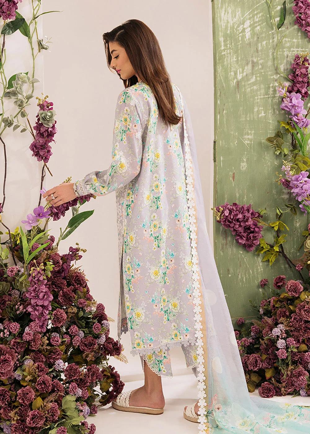 Premium Quality 3-Piece Unstitched Embroidered Printed Lawn: Faiza Faisal - Lily French Garden