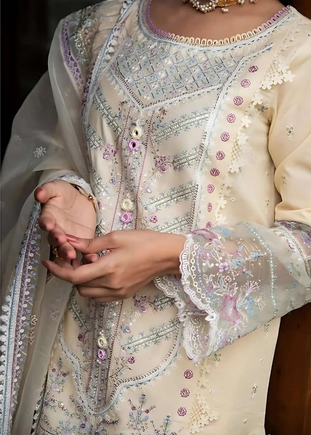 Qalamkar Party Suits for Women - Rahi Luxury Festive Lawn Collection EB-09 DAPHNE