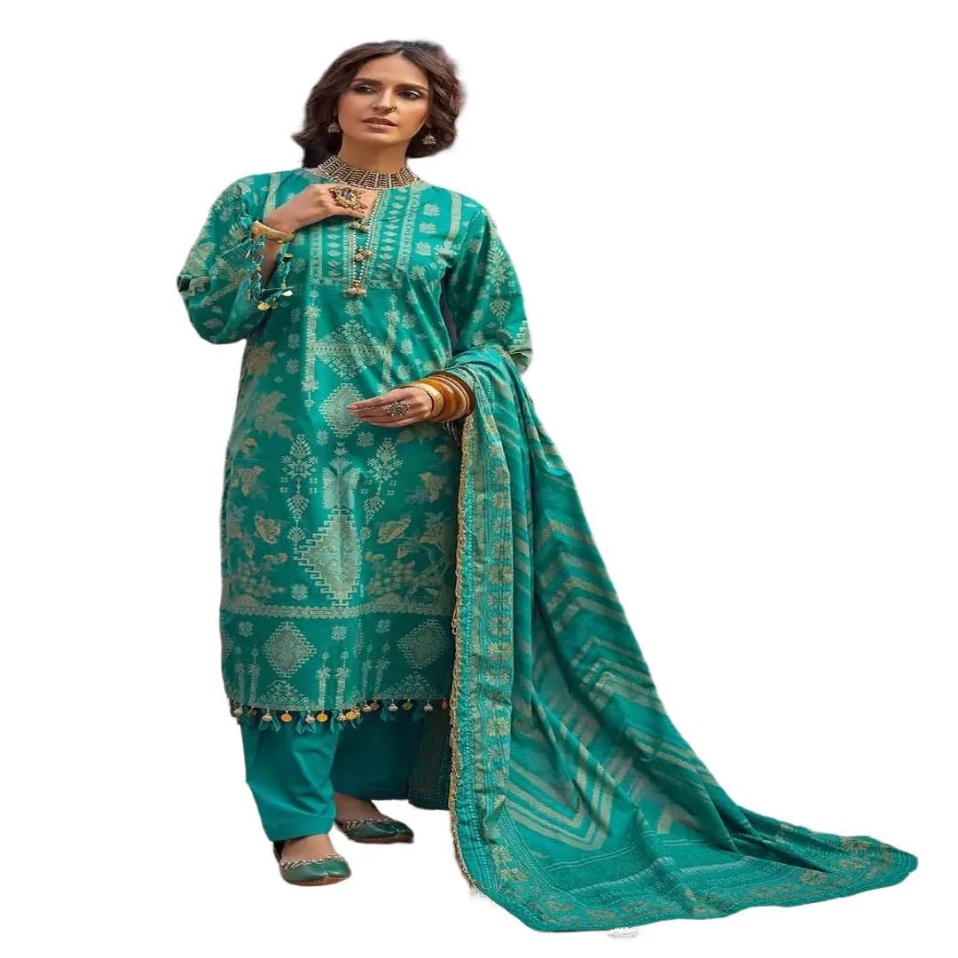Radiant Gold Elegance: Gul Ahmed Print 3-Piece Unstitched Suit CL-32536 B - Shop Now for Timeless Glamour