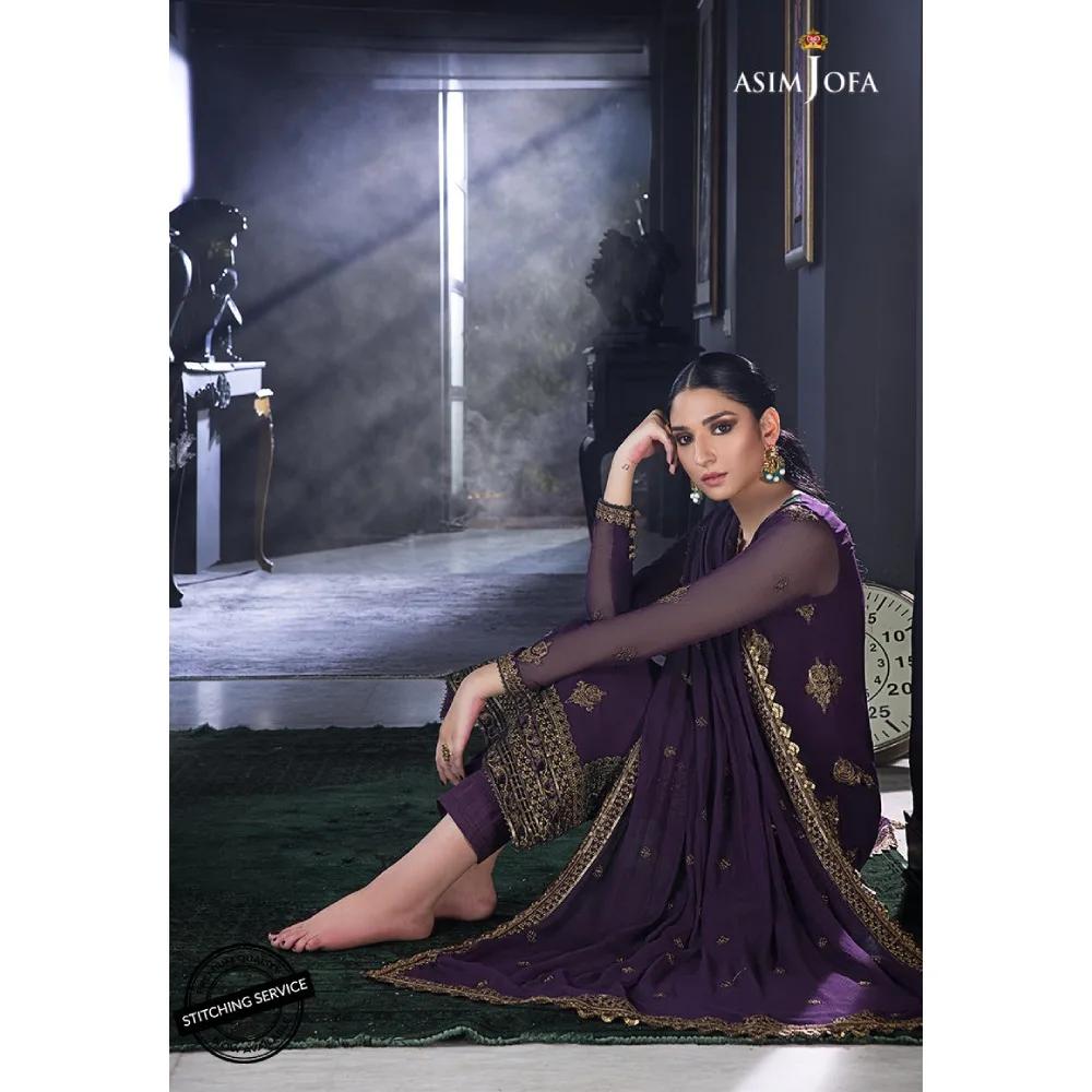 Ramsha Heavy Embroidered Chiffon Collection AJRE-04 | Asim Jofa