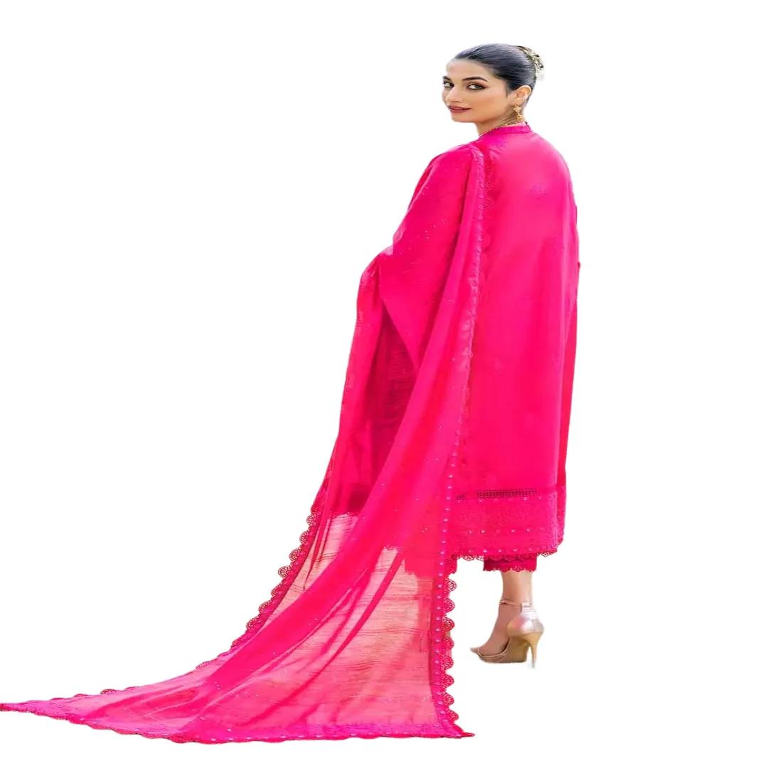 Shine Bright: Gul Ahmed Silver Foil Embroidered 3-Piece Unstitched Suit with Zari & Sequins Dupatta CK-32001