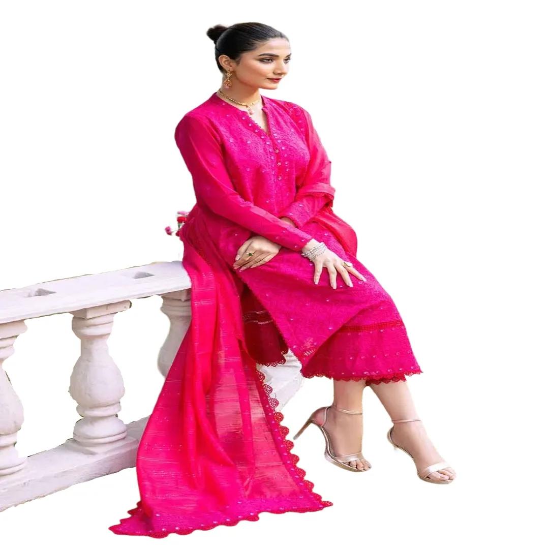 Shine Bright: Gul Ahmed Silver Foil Embroidered 3-Piece Unstitched Suit with Zari & Sequins Dupatta CK-32001
