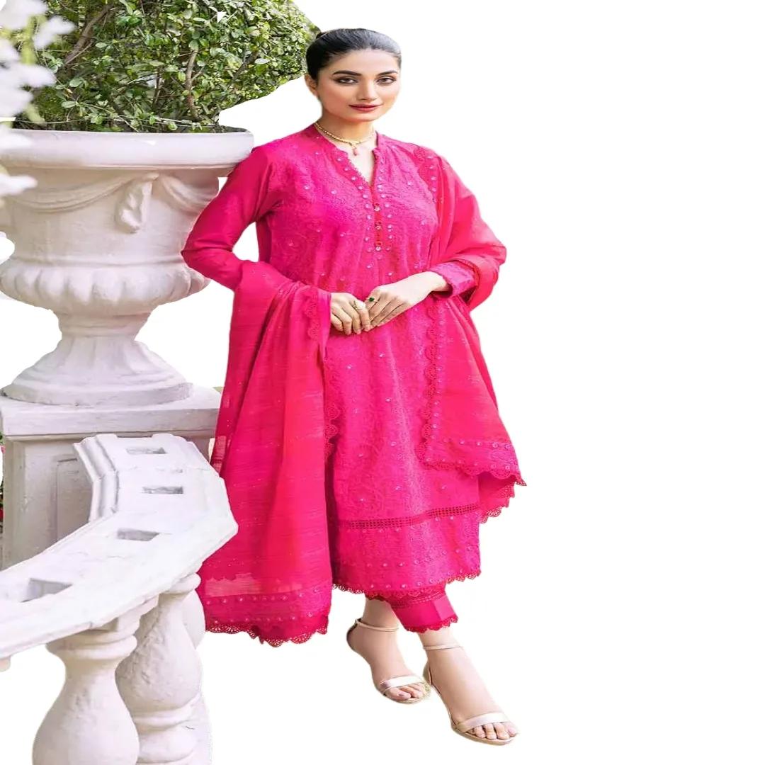 Shine Bright: Gul Ahmed Silver Foil Embroidered 3-Piece Unstitched Suit with Zari & Sequins Dupatta CK-32001