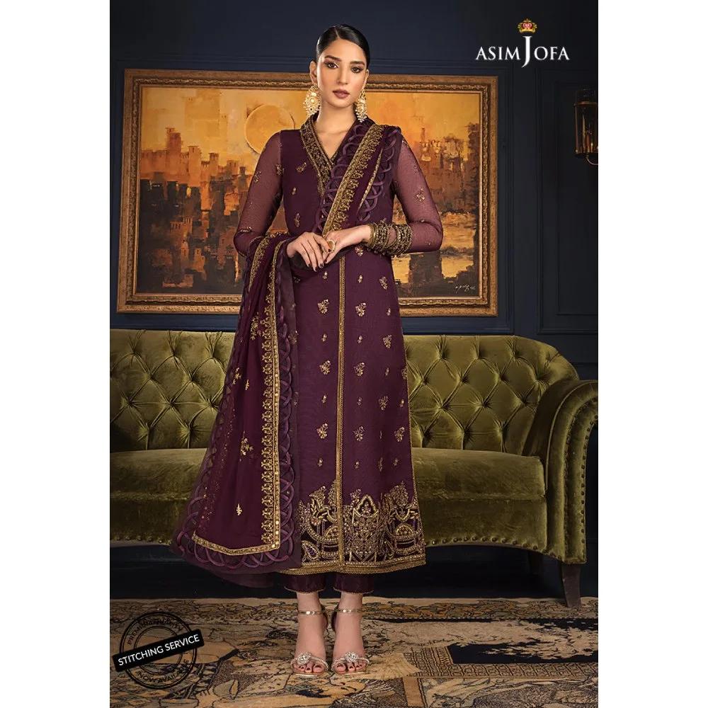 The Ramsha Edit by Asim Jofa Embroidered Organza Cotton net Suits Unstitched 3 Piece AJRE-10 - Festive Collection