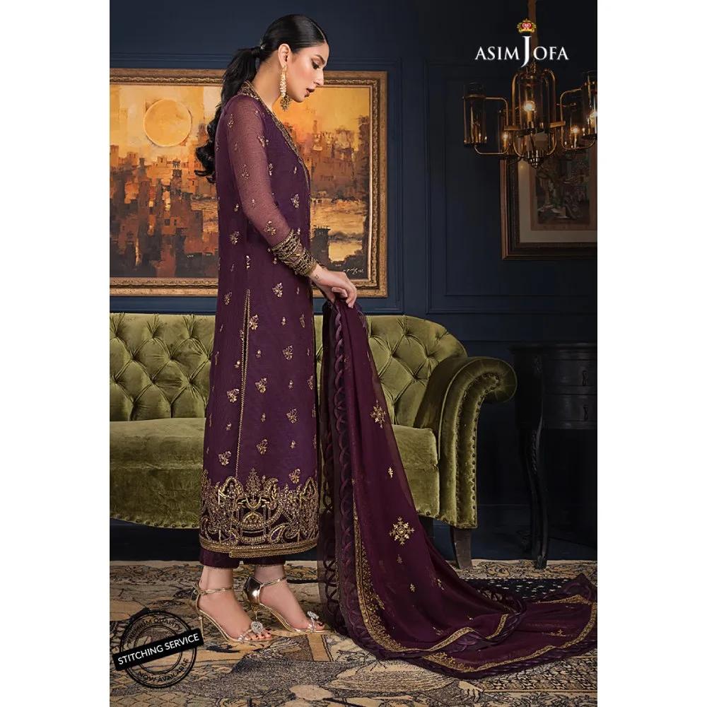 The Ramsha Edit by Asim Jofa Embroidered Organza Cotton net Suits Unstitched 3 Piece AJRE-10 - Festive Collection