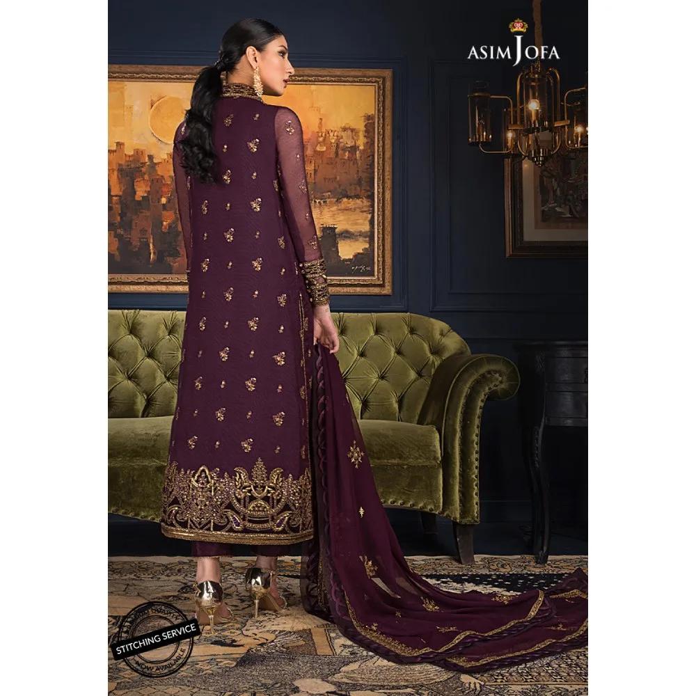 The Ramsha Edit by Asim Jofa Embroidered Organza Cotton net Suits Unstitched 3 Piece AJRE-10 - Festive Collection