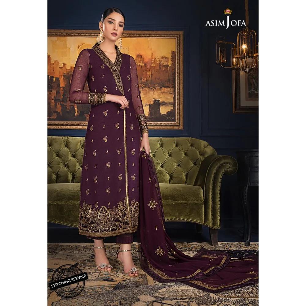 The Ramsha Edit by Asim Jofa Embroidered Organza Cotton net Suits Unstitched 3 Piece AJRE-10 - Festive Collection