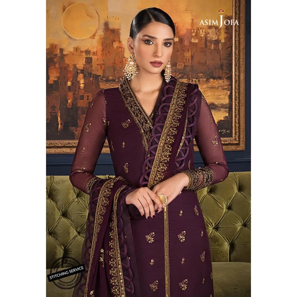 The Ramsha Edit by Asim Jofa Embroidered Organza Cotton net Suits Unstitched 3 Piece AJRE-10 - Festive Collection