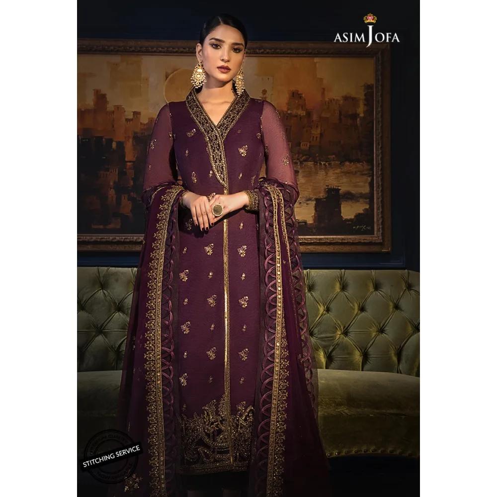 The Ramsha Edit by Asim Jofa Embroidered Organza Cotton net Suits Unstitched 3 Piece AJRE-10 - Festive Collection