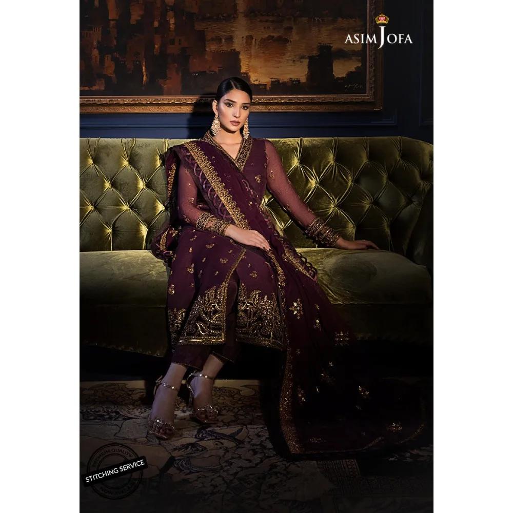 The Ramsha Edit by Asim Jofa Embroidered Organza Cotton net Suits Unstitched 3 Piece AJRE-10 - Festive Collection