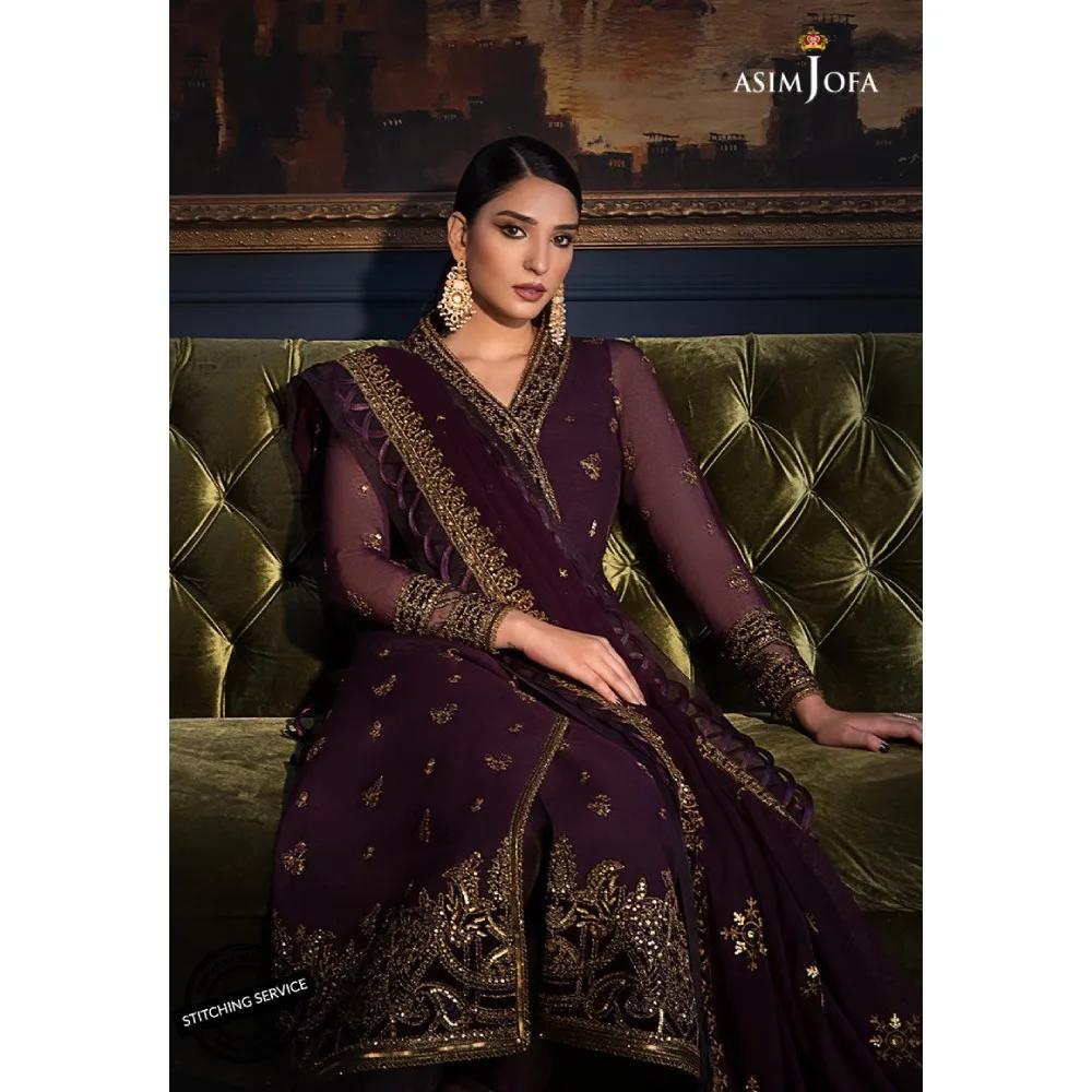 The Ramsha Edit by Asim Jofa Embroidered Organza Cotton net Suits Unstitched 3 Piece AJRE-10 - Festive Collection