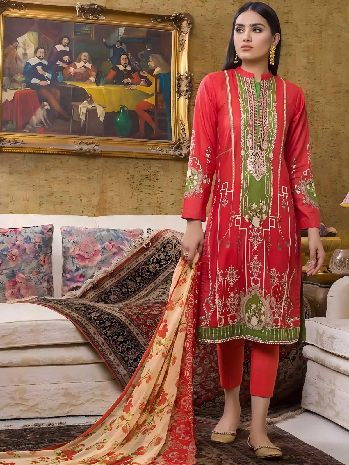 Embroidered Digital Printed Lawn Shirt With Embroidered Digital Printed Chiffon Dupatta BCT-45