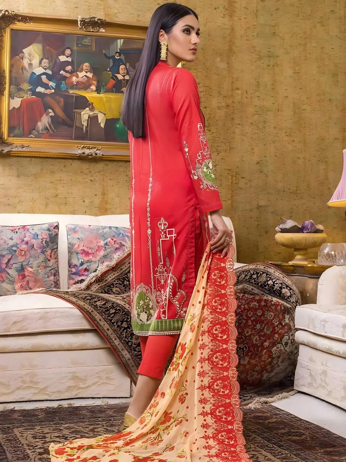 Embroidered Digital Printed Lawn Shirt With Embroidered Digital Printed Chiffon Dupatta BCT-45