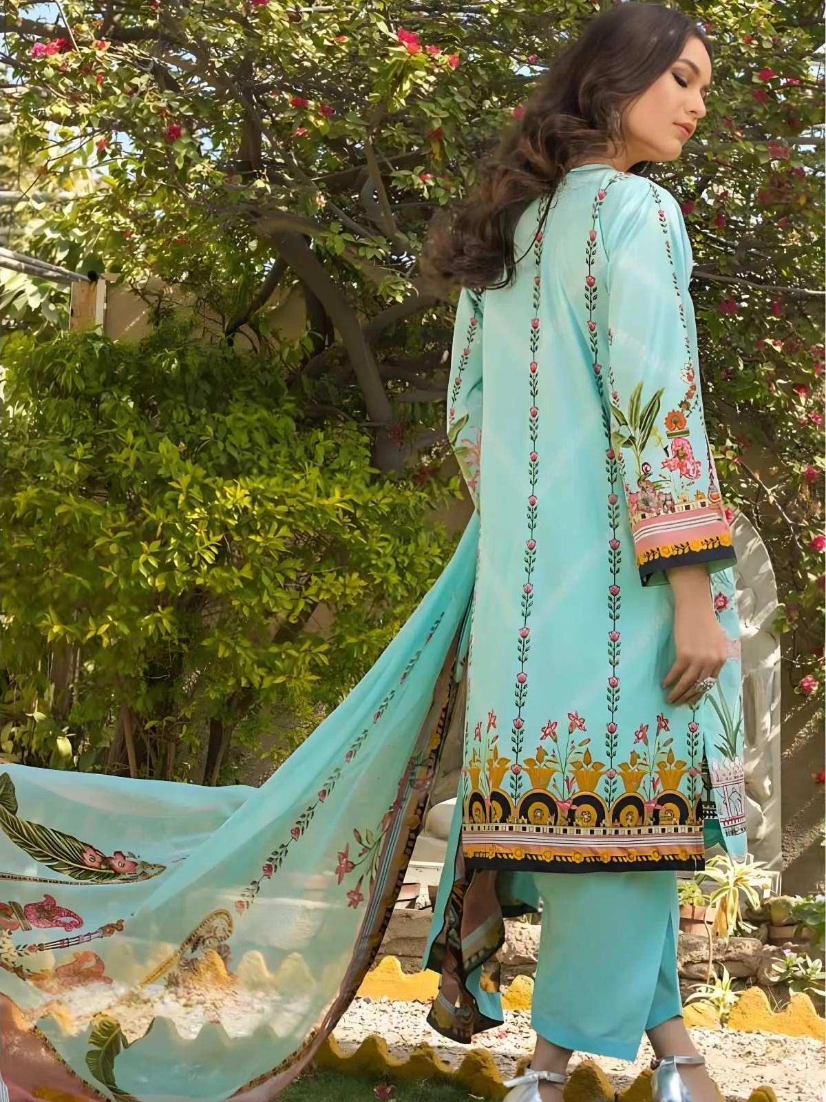 Printed Embroidered Lawn Suit With Digital Printed Chiffon Dupatta BM-175